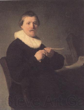 REMBRANDT Harmenszoon van Rijn Portrait of a man trimming his quill (mk33) Norge oil painting art